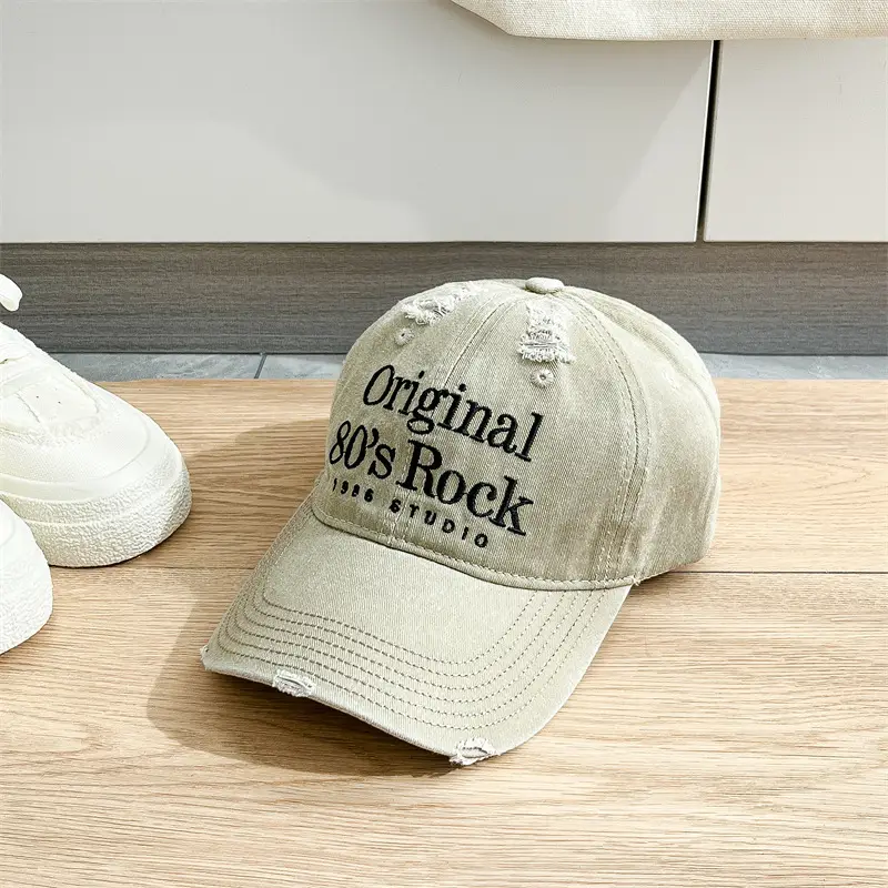Women's Washed Embroidered Baseball Cap Wide Brim - Image 4