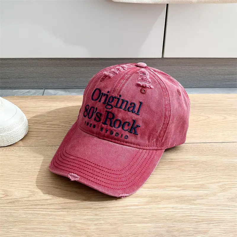 Women's Washed Embroidered Baseball Cap Wide Brim - Image 5