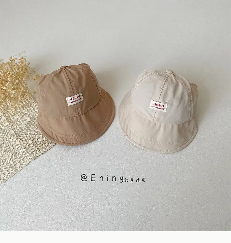 Girls' Beige Big Brim Sun Hat with Brand Tag — feature 10