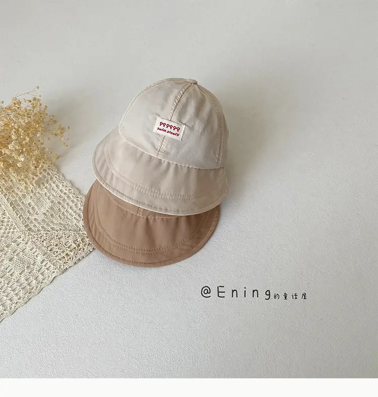 Girls' Beige Big Brim Sun Hat with Brand Tag — feature 11