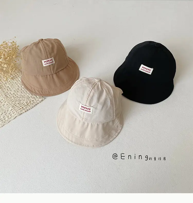 Girls' Beige Big Brim Sun Hat with Brand Tag — feature 12
