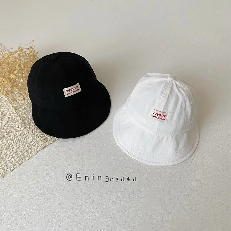 Girls' Beige Big Brim Sun Hat with Brand Tag — feature 7