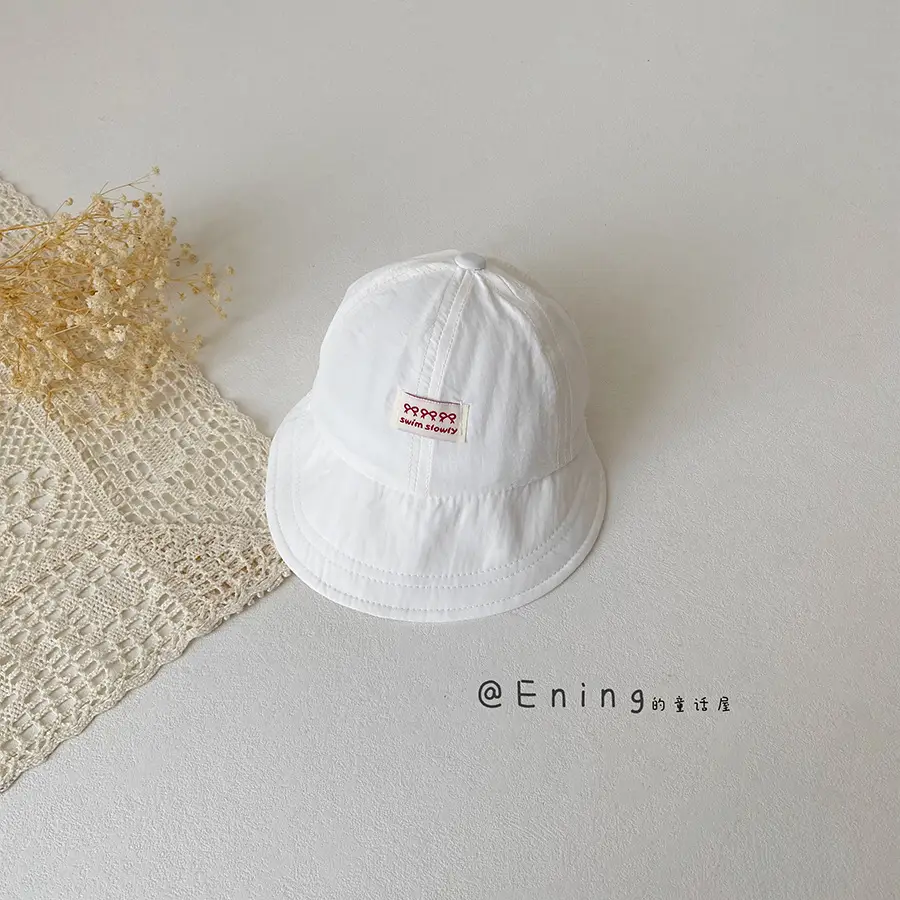 Girls' Beige Big Brim Sun Hat with Brand Tag