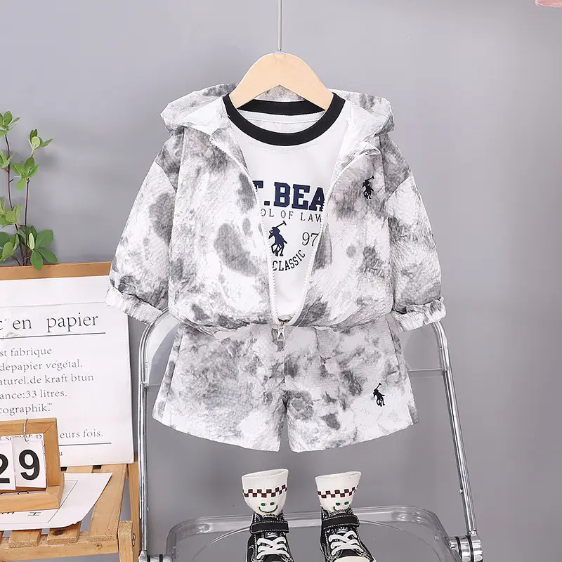 Boys Hooded Printed Shorts Set 2025 - Image 2