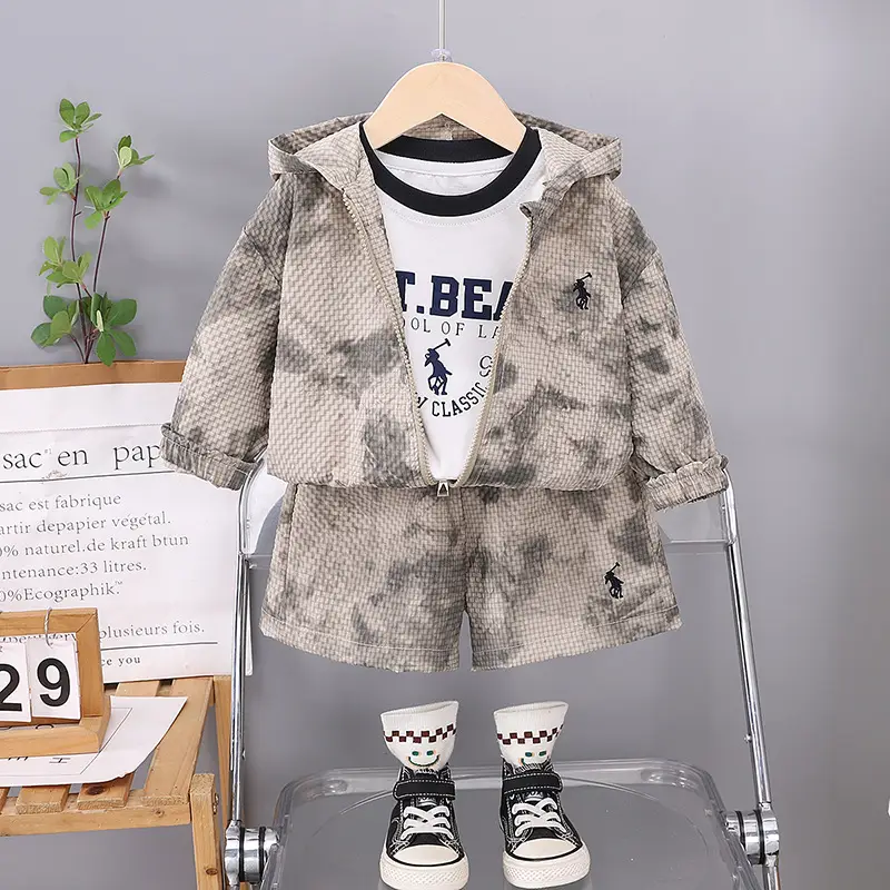 Boys Hooded Printed Shorts Set 2025 - Image 3