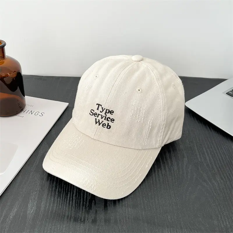 Women Blue Embroidered Baseball Cap with "Type Scale Web" Design
