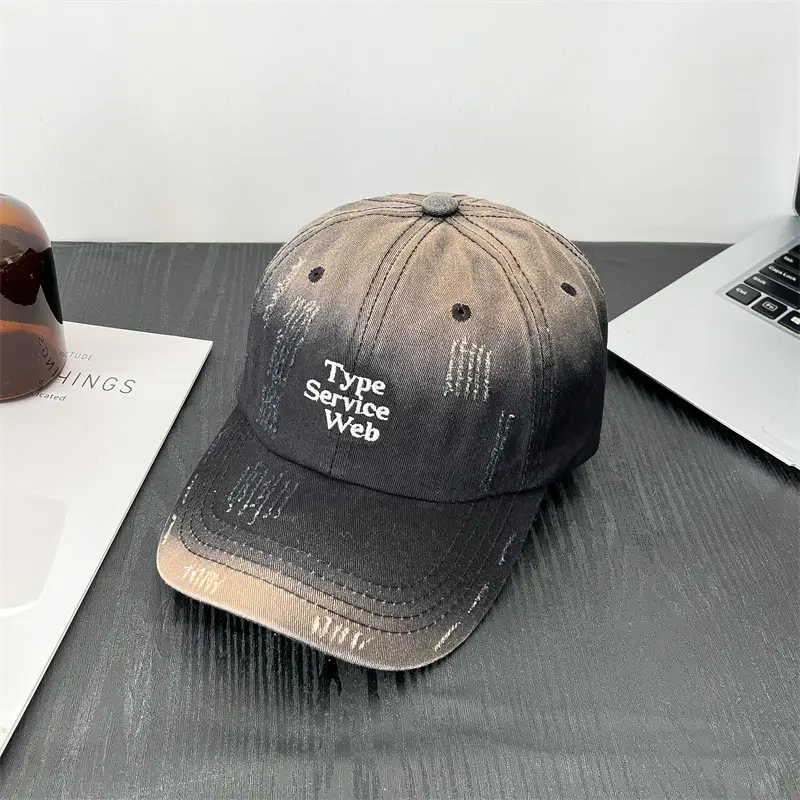 Women Blue Embroidered Baseball Cap with "Type Scale Web" Design