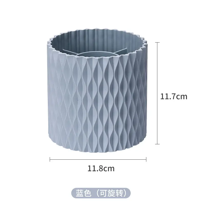 Rotating Makeup Brush Storage Tube in Blue & White
