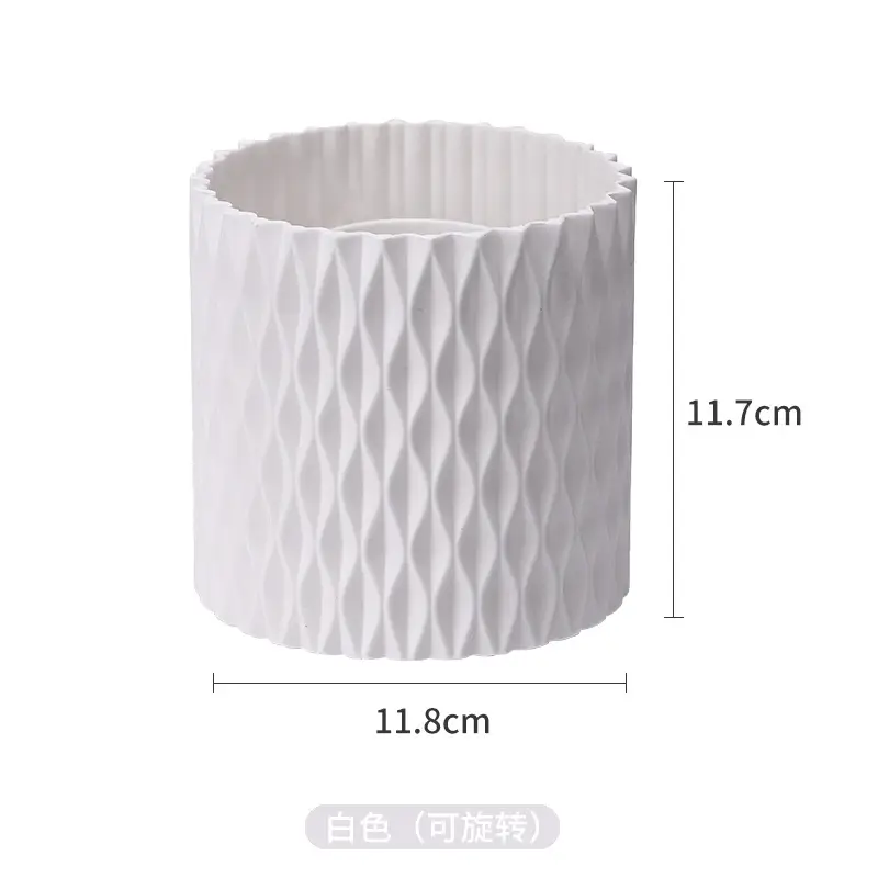 Rotating Makeup Brush Storage Tube in Blue & White