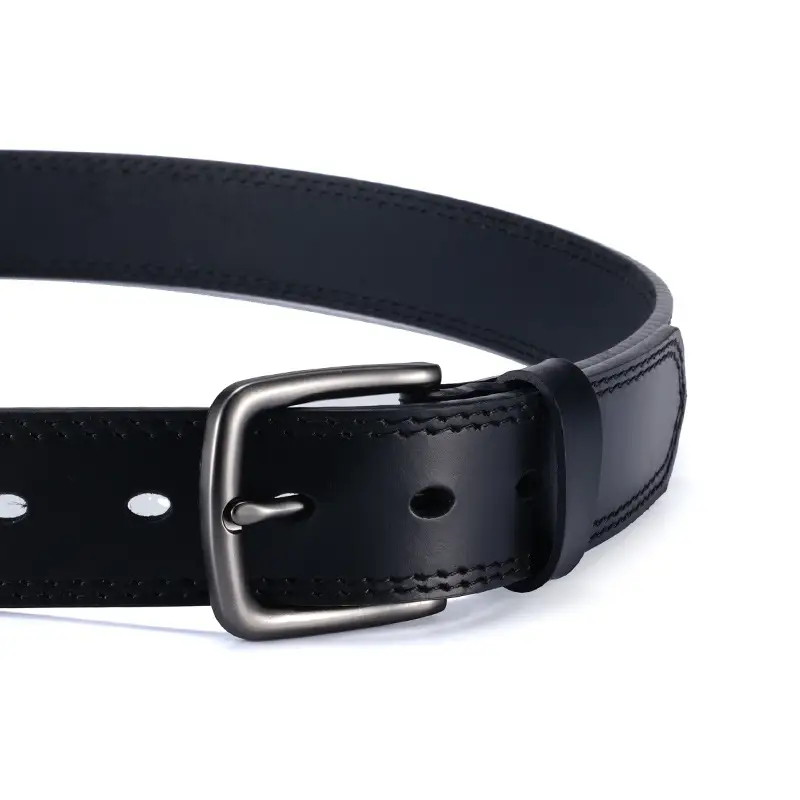 Vintage Brown Genuine Leather Belt with Silver Buckle - Image 4