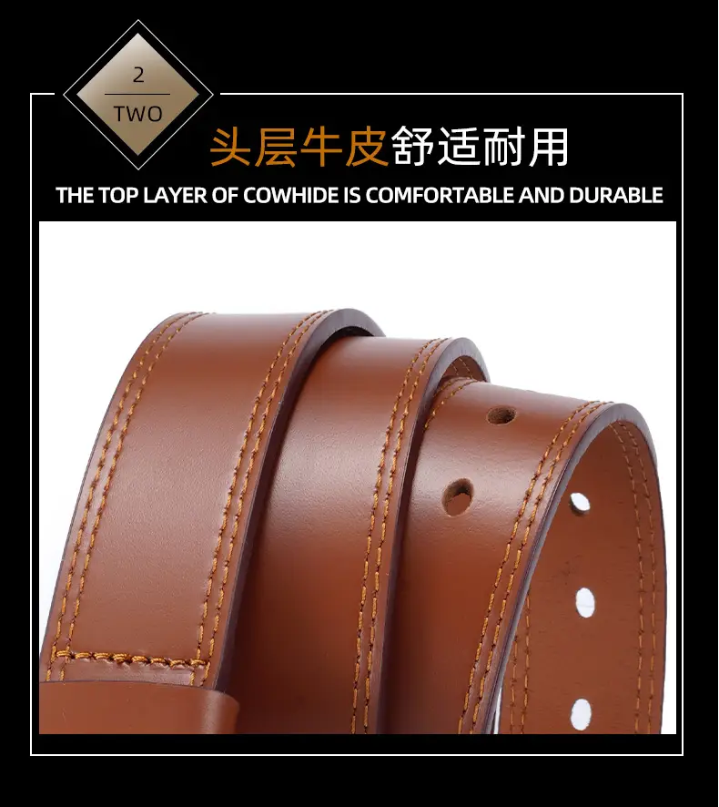 Vintage Brown Genuine Leather Belt with Silver Buckle — feature 10