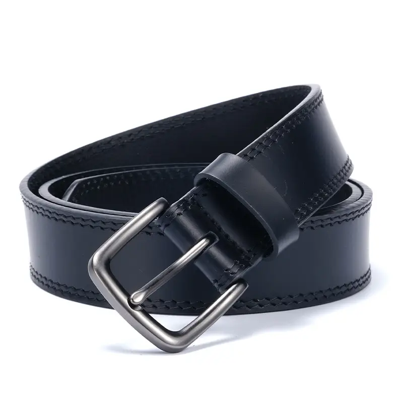 Vintage Brown Genuine Leather Belt with Silver Buckle — feature 15