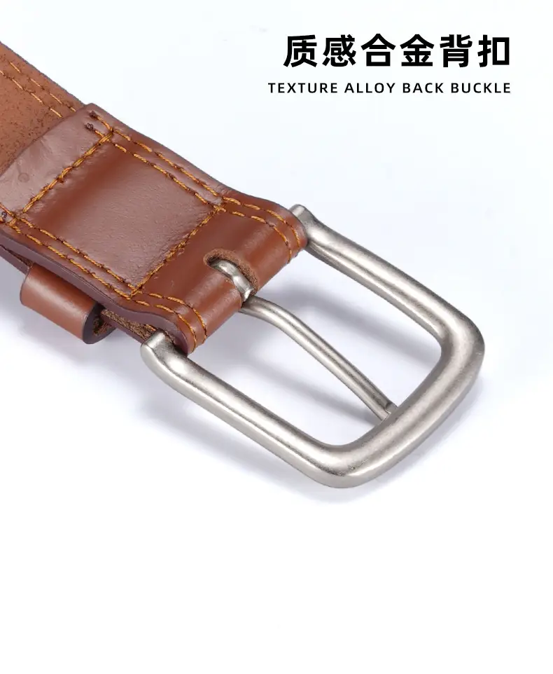 Vintage Brown Genuine Leather Belt with Silver Buckle — feature 3