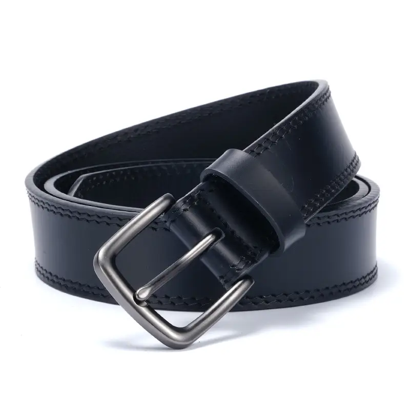 Vintage Brown Genuine Leather Belt with Silver Buckle - Image 2