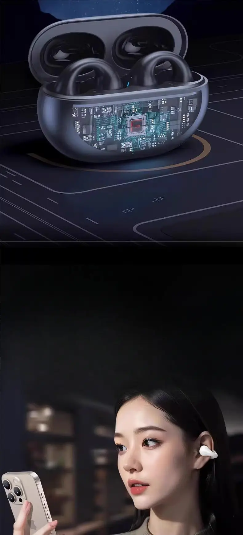 2026 New Model Noise-Cancelling Clip-On Bone Conduction Non-In-Ear Bluetooth Headphones Original Wireless with Ultra-Long Battery Life and Large Battery Capacity — feature 6