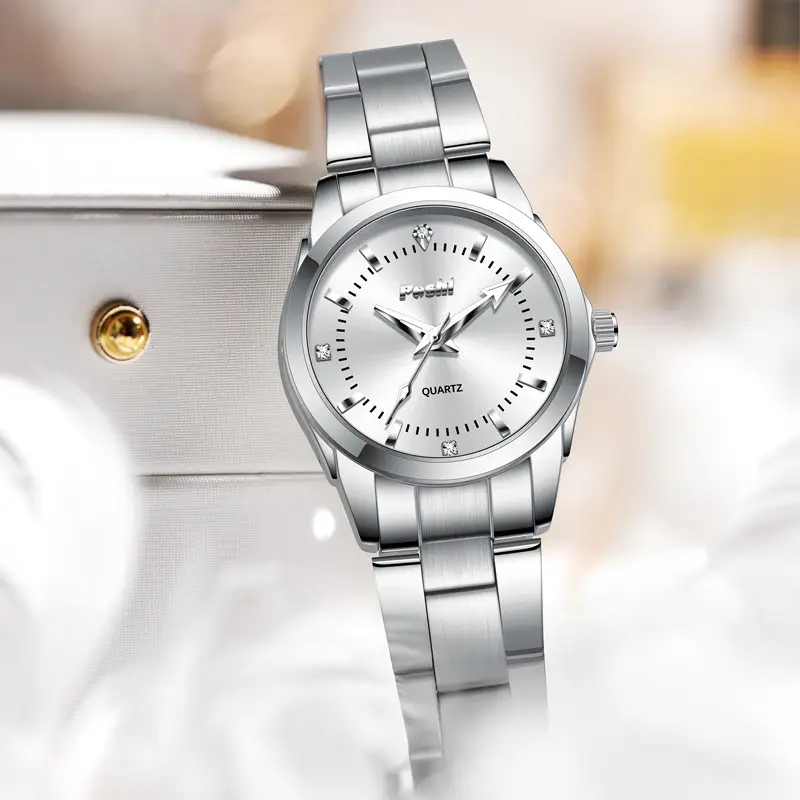 Women's Stainless Steel Pink Dial Watch with Luminous Dial - Image 6