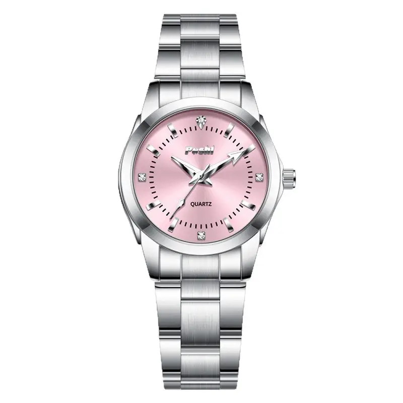Women's Stainless Steel Pink Dial Watch with Luminous Dial - Image 9