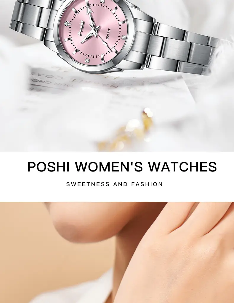 Women's Stainless Steel Pink Dial Watch with Luminous Dial — feature 11