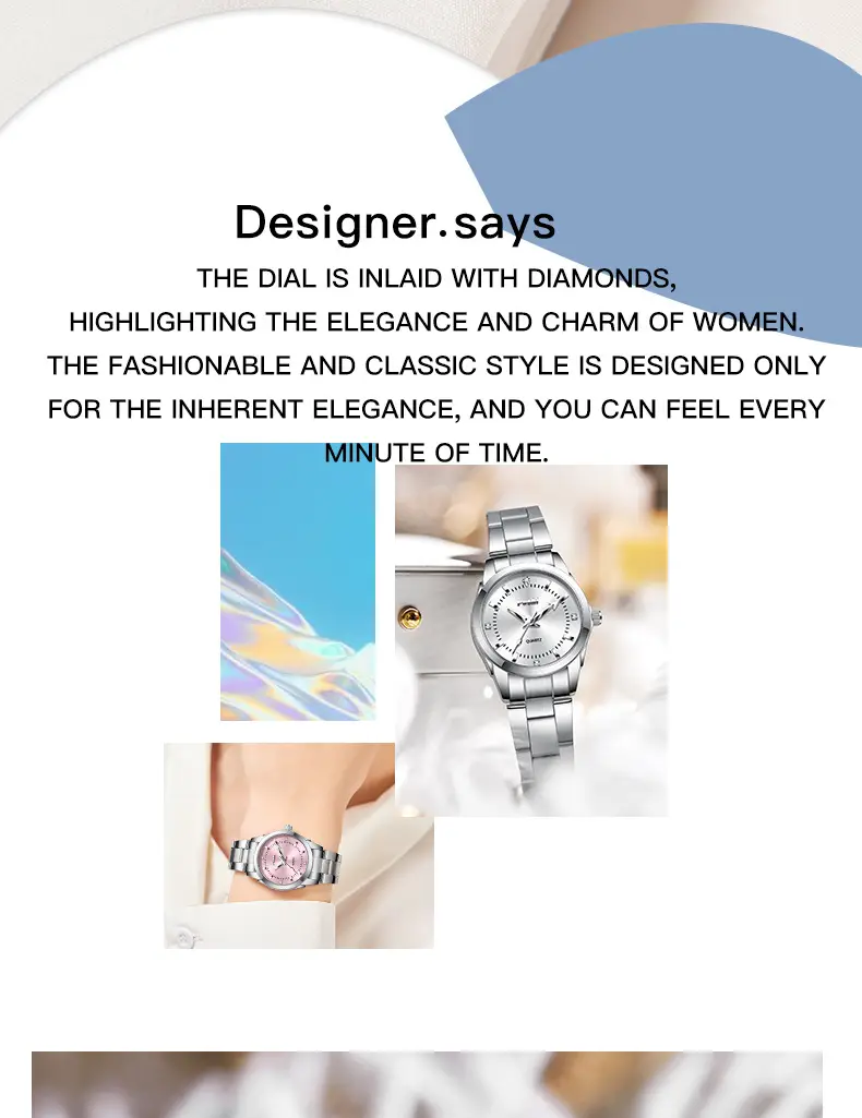 Women's Stainless Steel Pink Dial Watch with Luminous Dial — feature 2