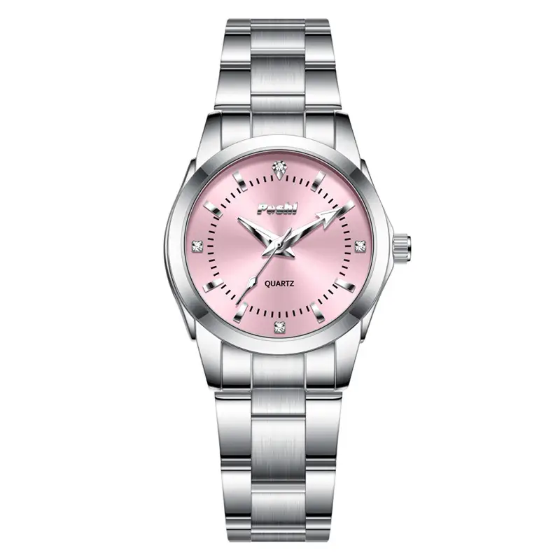 Women's Stainless Steel Pink Dial Watch with Luminous Dial - Image 2