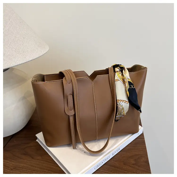 Women Large Capacity Shoulder Bag Beige with Silk Bow — feature 11
