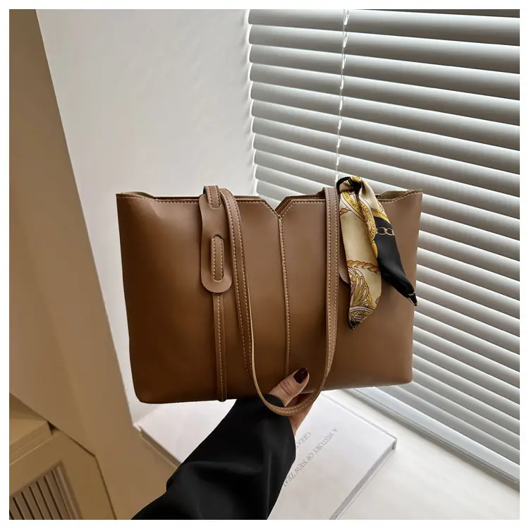 Women Large Capacity Shoulder Bag Beige with Silk Bow — feature 15