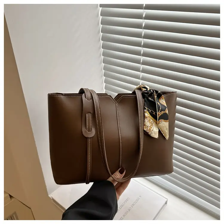 Women Large Capacity Shoulder Bag Beige with Silk Bow — feature 16