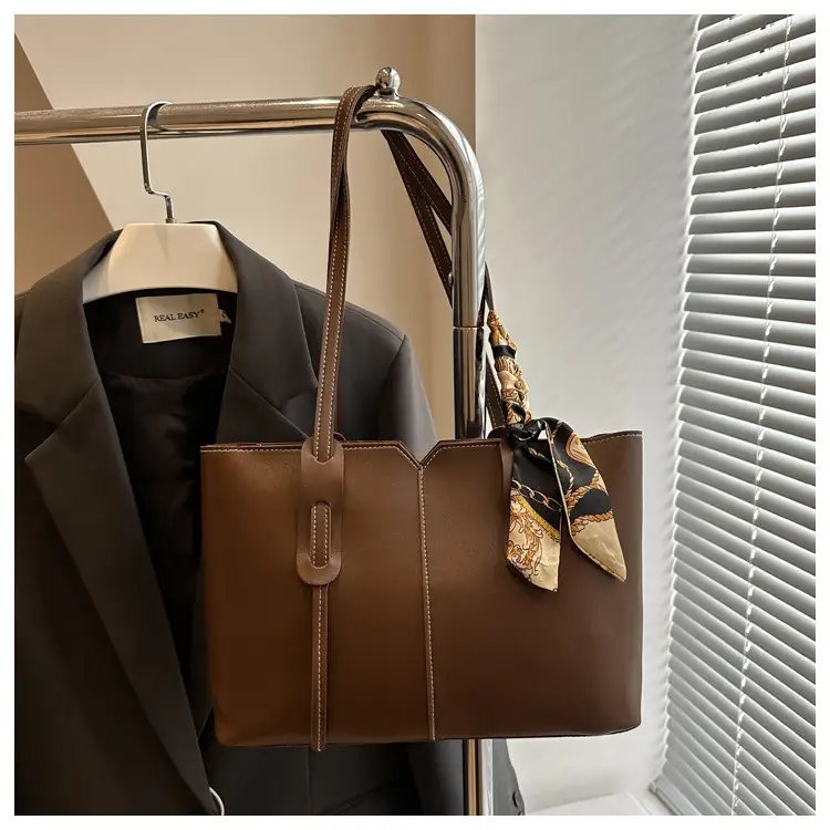 Women Large Capacity Shoulder Bag Beige with Silk Bow — feature 24
