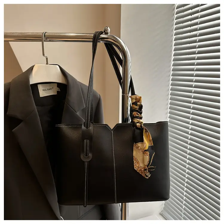 Women Large Capacity Shoulder Bag Beige with Silk Bow — feature 25