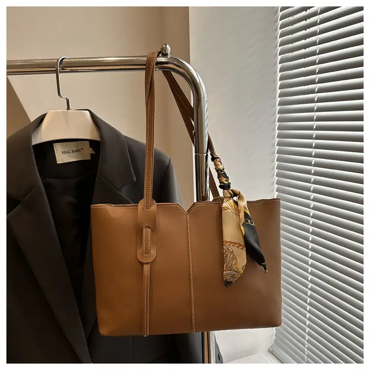 Women Large Capacity Shoulder Bag Beige with Silk Bow — feature 26