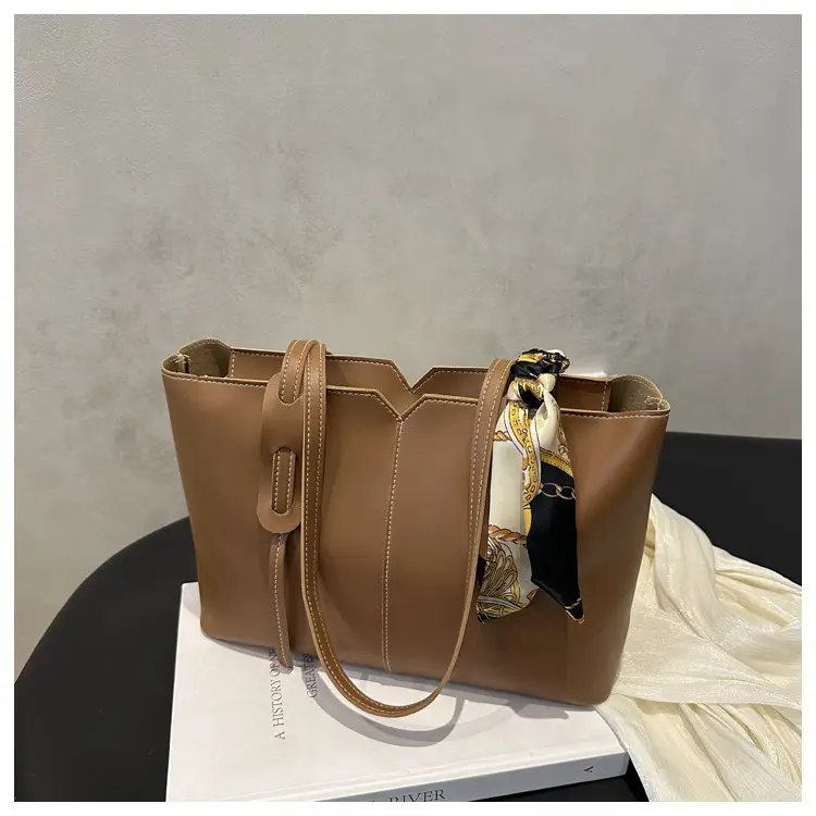 Women Large Capacity Shoulder Bag Beige with Silk Bow — feature 28