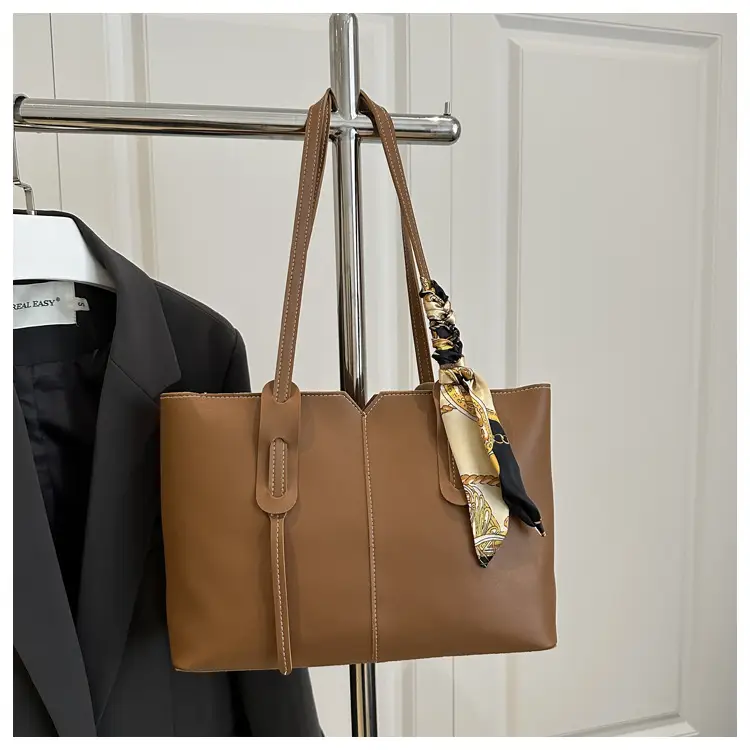 Women Large Capacity Shoulder Bag Beige with Silk Bow — feature 31