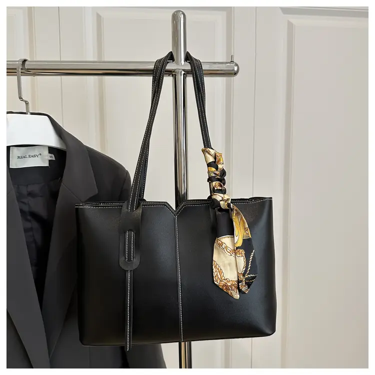 Women Large Capacity Shoulder Bag Beige with Silk Bow — feature 32