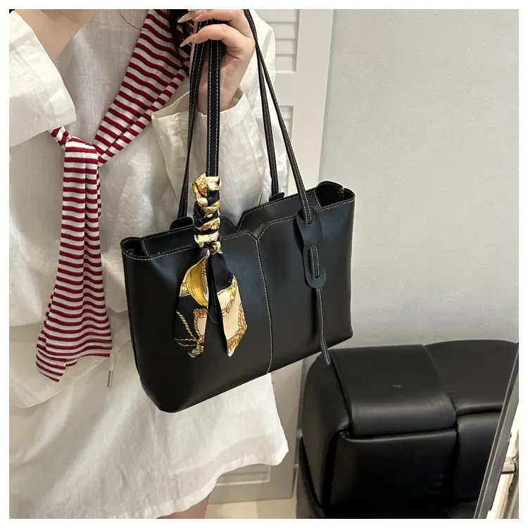 Women Large Capacity Shoulder Bag Beige with Silk Bow — feature 41