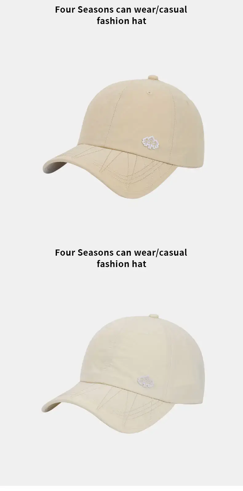 Men's Adjustable Baseball Cap Sun Protection Beige Black — feature 12