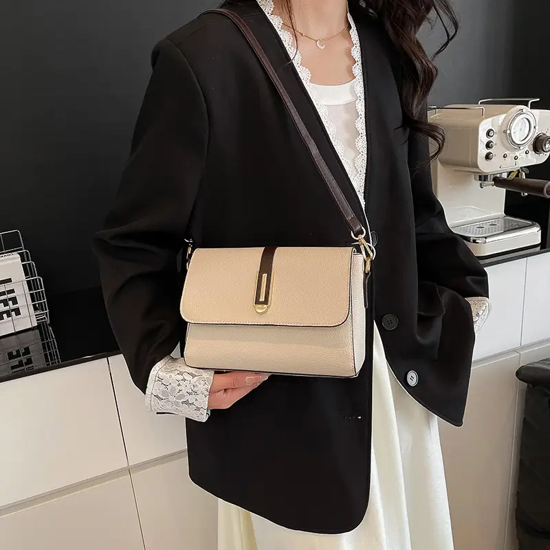 Small Square Tan Shoulder Crossbody Bag for Women - Image 8