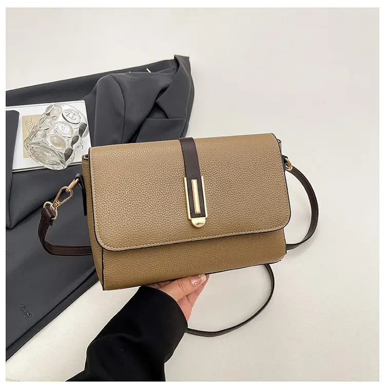 Small Square Tan Shoulder Crossbody Bag for Women - Image 3