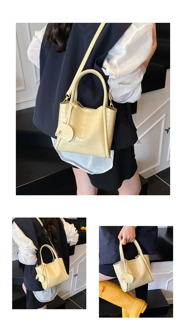 Vintage Croc Texture Women's Shoulder Bag Yellow 2025 — feature 8