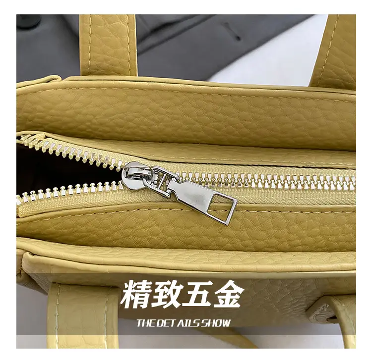 Women's Beige Leather Shoulder Bag with Cute Bear Charm — feature 12