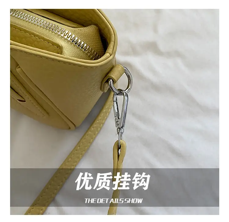 Women's Beige Leather Shoulder Bag with Cute Bear Charm — feature 16