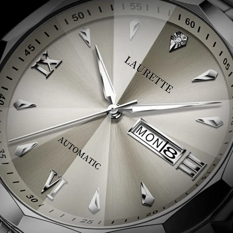 Laurit Men's Stainless Steel Quartz Watch with Live Display - Image 4