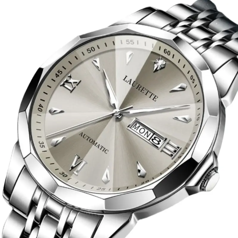 Laurit Men's Stainless Steel Quartz Watch with Live Display - Image 5