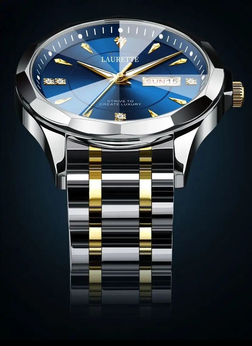Laurit's Stainless Steel Men's Quartz Watch with Live Display — feature 11