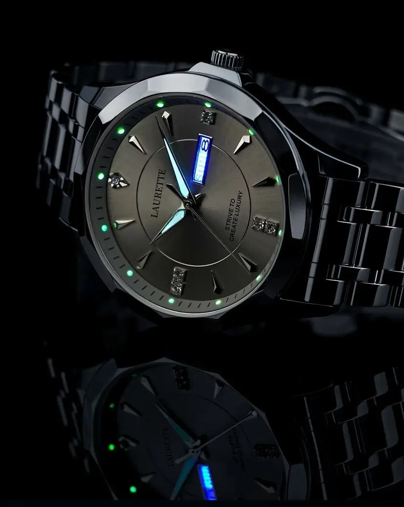 Laurit's Stainless Steel Men's Quartz Watch with Live Display — feature 19