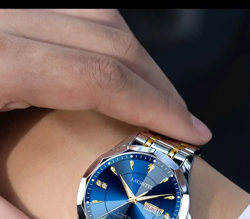 Laurit's Stainless Steel Men's Quartz Watch with Live Display — feature 4