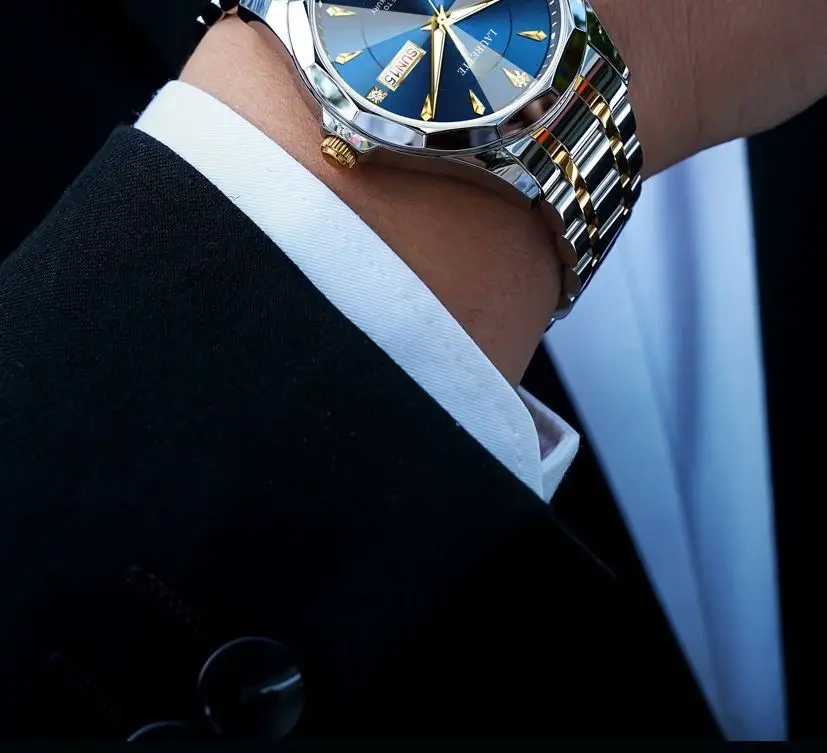 Laurit's Stainless Steel Men's Quartz Watch with Live Display — feature 9