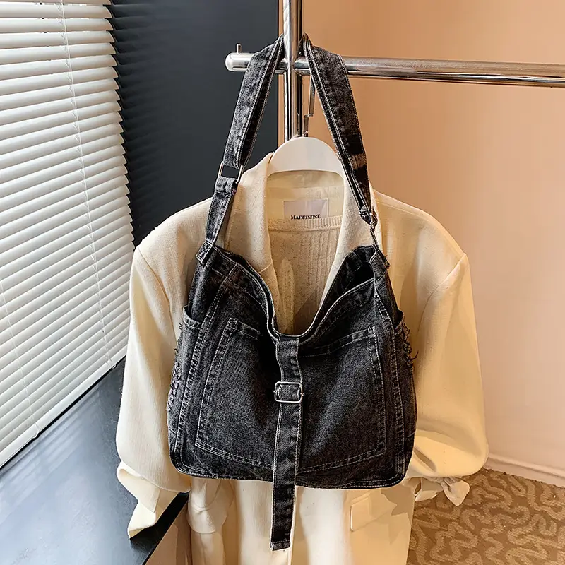 Blue Denim Crossbody Bag Large Capacity Girls