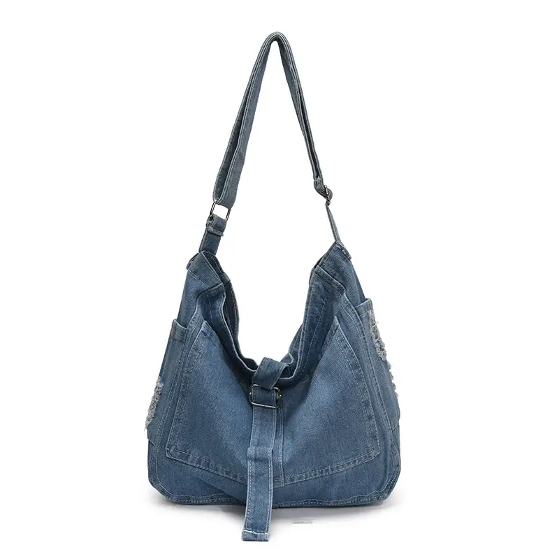 Blue Denim Crossbody Bag Large Capacity Girls
