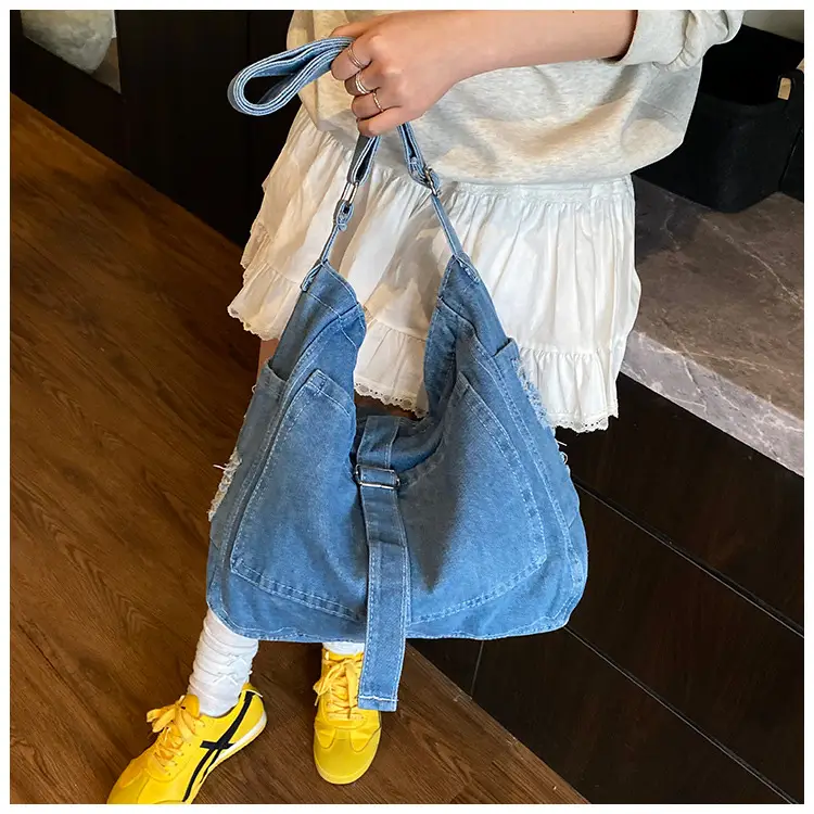 Blue Denim Crossbody Bag Large Capacity Girls — feature 12
