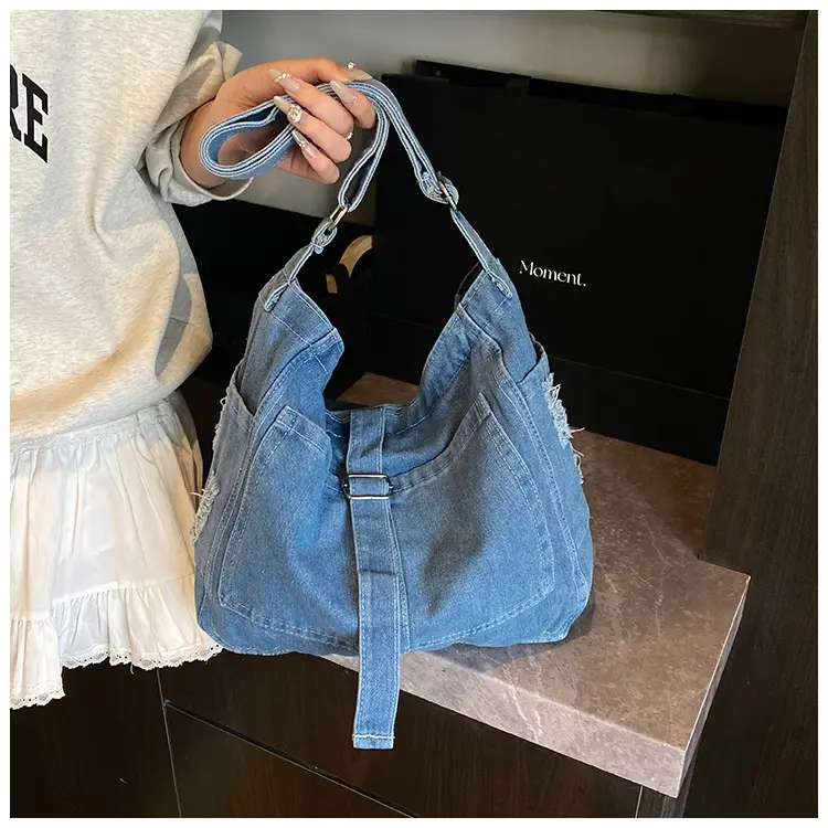 Blue Denim Crossbody Bag Large Capacity Girls — feature 13